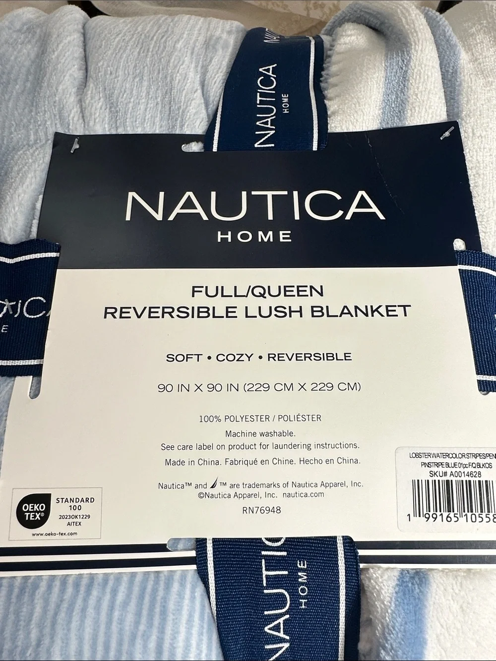 Nautica full/queen reversible lush blush and white with red lobster blanket
